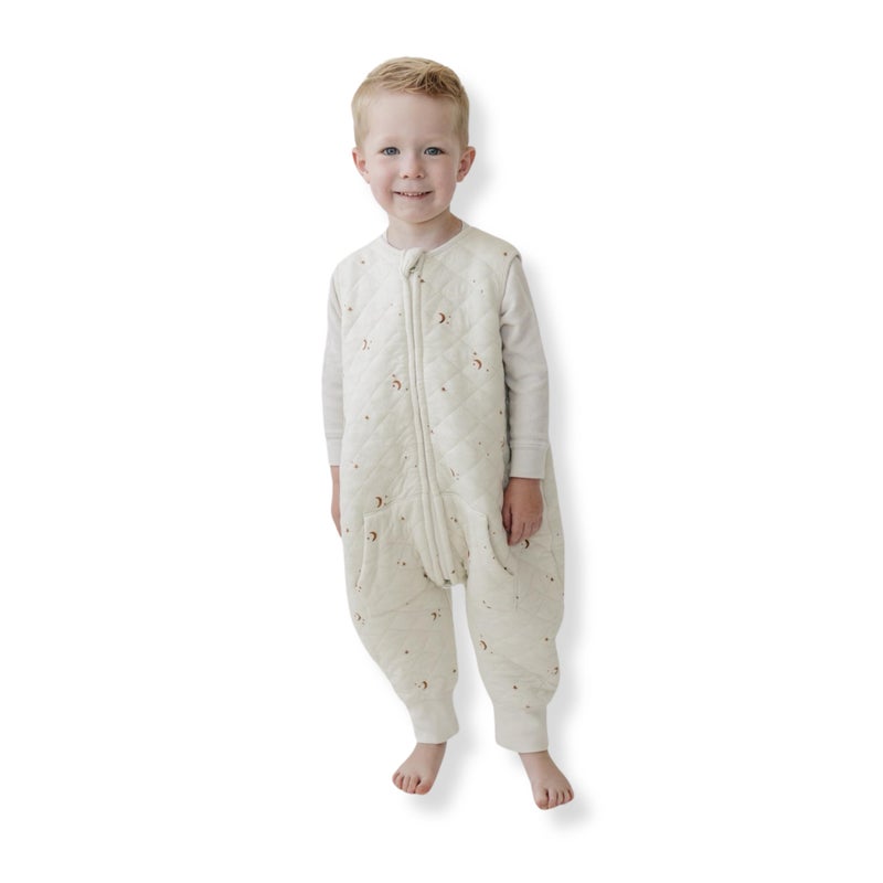 Tealbee Dreamsuit Toddler Sleep Sack with Feet - Walker Sleep Bag with Legs, Rayon made from Bamboo, All Season 1.2 TOG, 2-Way Zipper, 3T-4T - Moons&Stars - Image 1